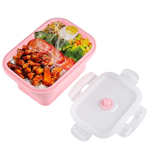 Lunch Box,500ml/17.5Oz Foldable Lunch Box,Silicone Lunch Box Food Storage Container Collapsible Lunch Box,Foldable Bento Lunch Boxes Picnic Boxes for School, Work and Travel