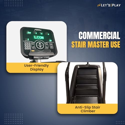 Image of LET'S Play Heavy Duty Stair Climber Stepper | Stair Master for Home & Commercial Gym Cardio | LCD Display, Climbing Mode, Heart Rate Monitor & 200Kg / 440Lbs Capacity for Full Body Workout
