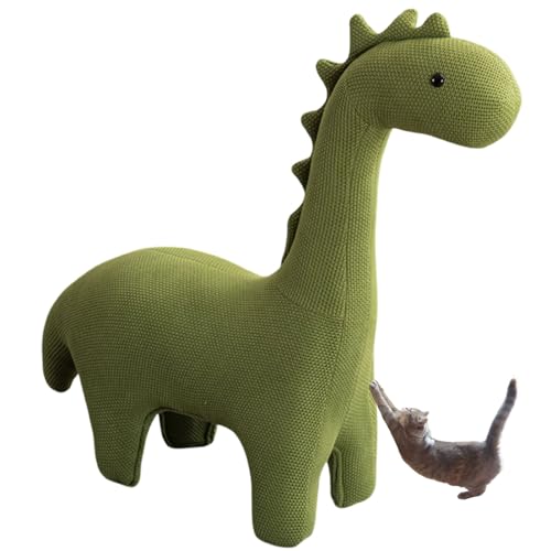 Dinosaur Cat Tree Tower Scratch-Resistant Multi-Functional Cat Playground with Climbing Scratching Lounging & Human Bench Seat Supports Up to 300lbs(Green)
