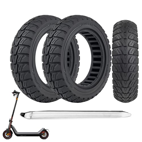 9.5x2.50 Inch Solid Tre for Electric Scooter: 9.5x2.5-6.1 Tire Replacement, Tubeless Rubber Tyre for NIU KQi3 Pro/KQi3 Max/KQi3/KQi3 Sport, Maintenance-free, Puncture-proof,Black (2PCS)