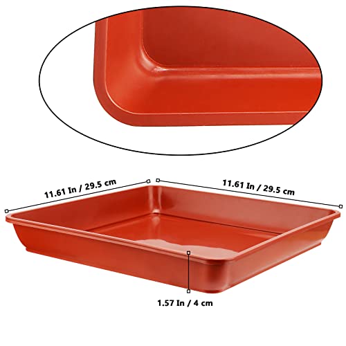 Muklei 10 Pack 12 X 12 Inch Square Plant Saucer, Flower Pot Square Drip Trays Plastic Square Plant Tray For Indoor And Outdoor, Brick Red #TOP1