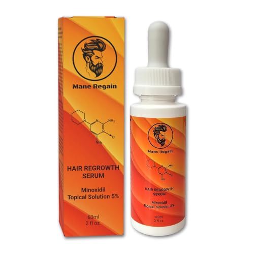 Mane Regain - Minoxidil Topical Solution USP 5%, Extra Strength Hair Regrowth Treatment for Men, 1 Month Supply, Unscented, 2 Fl Oz (1 Pack)