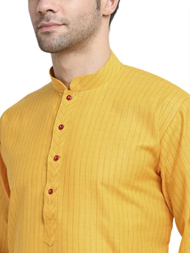 Image of KRAFT INDIA Men Cotton Striped Kurta Pyjama Set