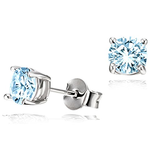 Goldmaid Damen Ohrstecker 925 Sterlingsilber Zirkonia blau Stotzenfassung