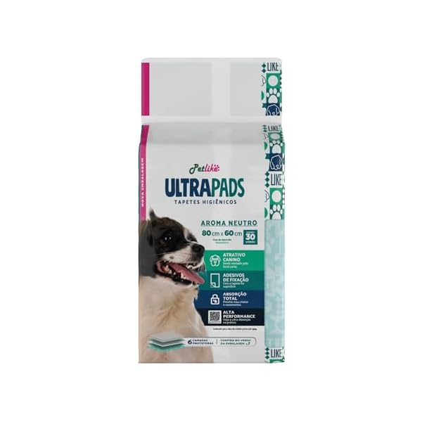Tapete HigiÃªnico Premium para cÃ£es Petlike Ultrapads Aroma Neutro 80cmx60cm 30 unid.