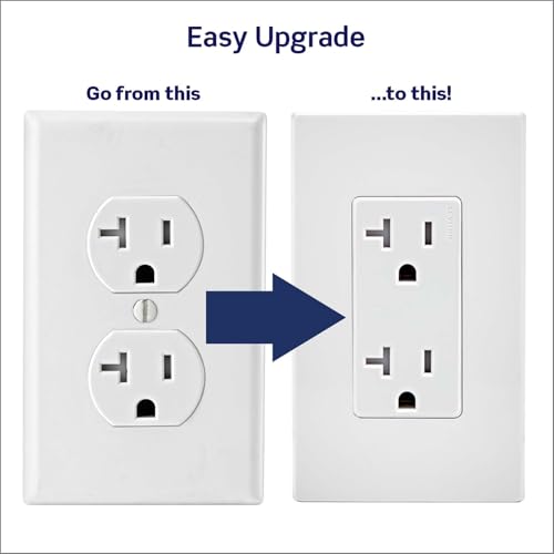 Image of Leviton Lever Edge 20 Amp Tamper-Resistant Duplex Wall Outlet, E5825-W, White