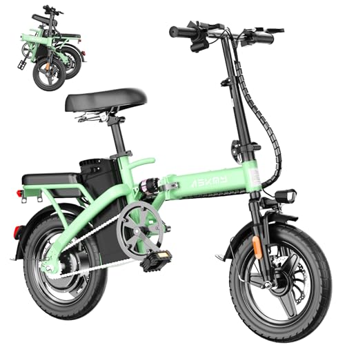 RPINT Electric Bike for Adults and Teens, 740W Peak Motor E-Bike with 30-60 Miles PAS Range, 48V 10AH Removable Battery, 14" Folding Mini Ebike with 20MPH, Electric Bicycle for Commute