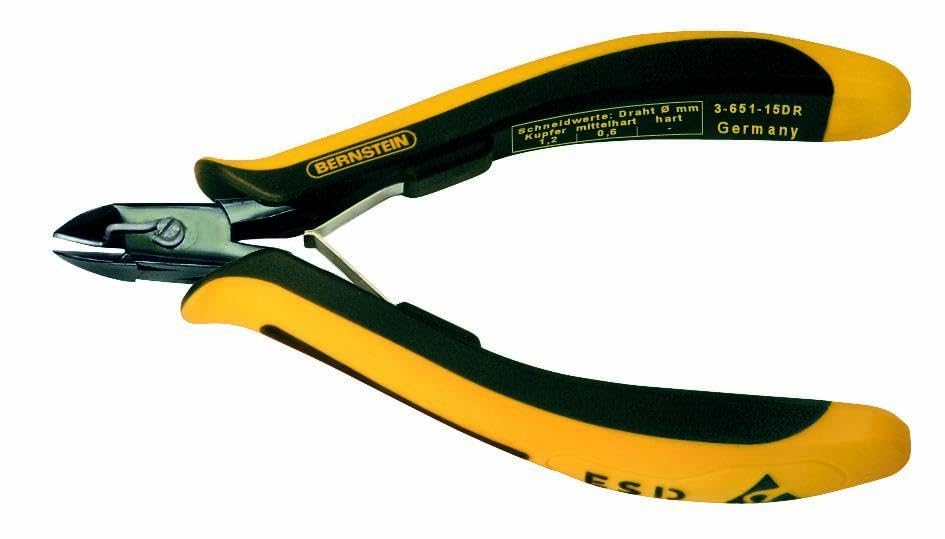 Bernstein Werkzeug GmbH 3-651-15 DR mini nożyce boczne EUROline, 120 mm, ze sprężyną mocującą drutu, bez waty, odprowadzające dwukolorowe osłony na dłonie