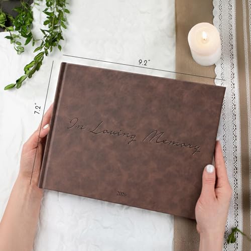 Image of Funeral Guest Book - Celebration of Life Guest Book with Rollerball Pen for Memorial Service - Funeral Memory Sign in Books for Over 300+ Guests - Funeral Decorations with In Loving Memory Table Sign