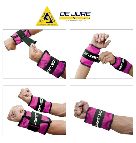Image of De Jure Fitness Adjustable Ankle & Wrist Weights Pair (0.5KG x 2) for Men & Women | Strength Training, Walking, Running, Workout, Yoga | Comfortable, Durable | Pink - 1KG