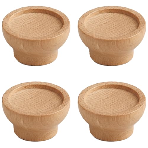 Image of Steam Beech Wood Drawer Knob| Solid Wooden Cabinet Door Handle | Round Knobs for Drawer, Wardrobe & Cupboard | Natural Finish Pull Handle for Kitchen Cabinets & Home - | 2 Inch,4 Piece|