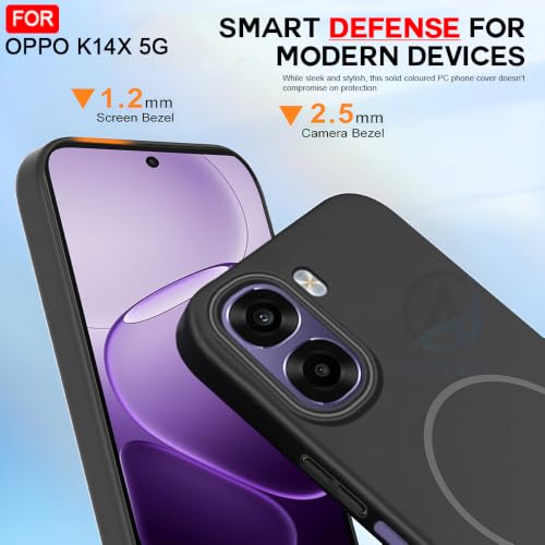 Image of AESTMO Shockproof Back Case Cover for Oppo K14X 5G | Slim Hard Shell | Hard Back Cover for Oppo K14X 5G (Compatible with MagSafe Accessories, Black)