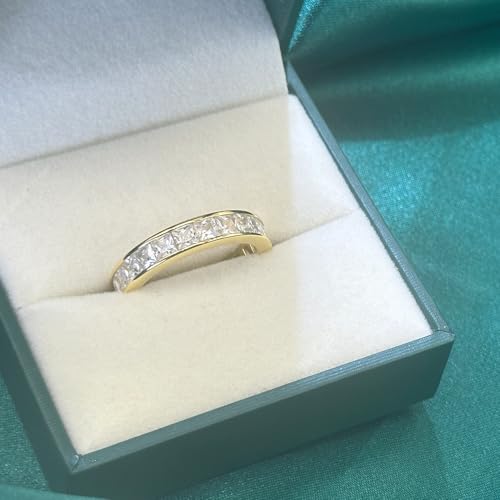 Yellow Gold Wedding Bands for Women Cz Rings for Women Princess Cut Engagement Full Eternity Size 5-103