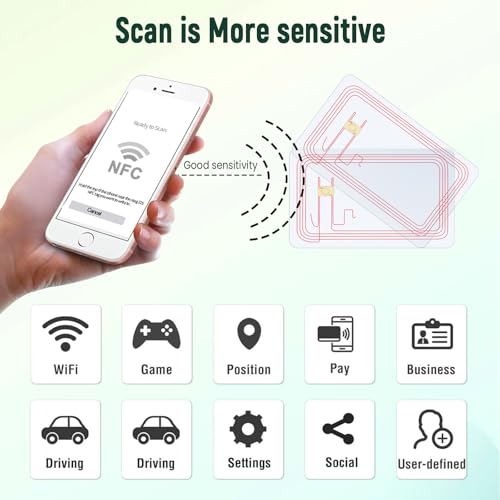 50 Stück NFC Karten NTAG215 NFC Chip Transparente NFC Tag Karte NFC Tags Programmierbar,Kompatibel mit TagMo und Amiibo,für Alle NFC-Fähigen Smartphones