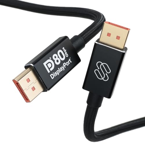 Image of Sewell DisplayPort 2.1 Cable [VESA Certified] DP80 UHBR20 80Gbps, 3.3ft / 1m, 16K@60Hz, 8K@240Hz, 4K@540Hz, HDR, DSC 1.2a, FreeSync, G-Sync, Braided Display Port Cable for Gaming Monitors & GPUs
