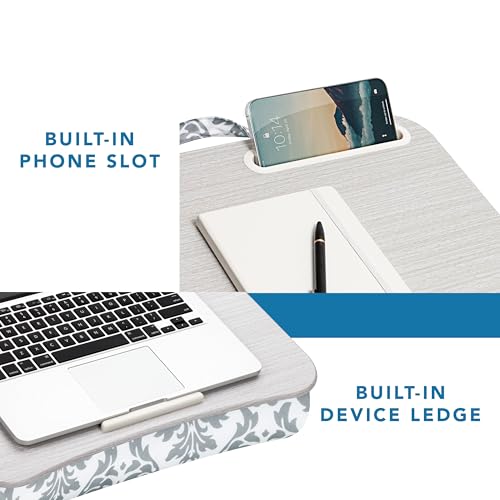 Image of LAPGEAR Designer Lap Desk 2-Pack with Storage Basket, Phone Slot & Device Ledge - Gray Damask - Fits Laptops up to 15.6 inch - Style No. 70424