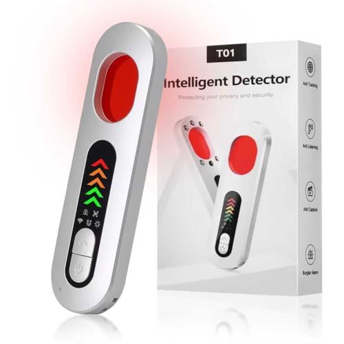 XINYUDAILY Detector de Camaras y Microfonos Ocultos, Detector de Rastreador GPS Coche, Scanner de RF Inalámbrico, Alarma Antirrobo, 5 Niveles de Sensibilidad, para Hotel, Oficina, Coche