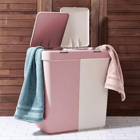 3FlexHome 80L Double Laundry Basket with Lid Cover
