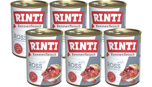 arelf Bundle RINTI-Kennerfleisch Ross 6 x 400 g Nassfutter Hund – Pferd Fleisch pur ohne Getreide & Kohlenhydrate + Alpha Spirit Snack Gratis