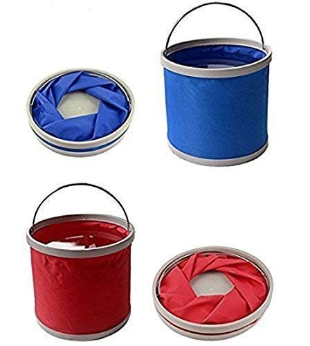 4square Useful Collapsible Waterproof Cloth Camping Bucket 10 L Folding Buckets Washing Basin Portable Water Basin Bucket Water Pot (1Pc Color as per Availability)