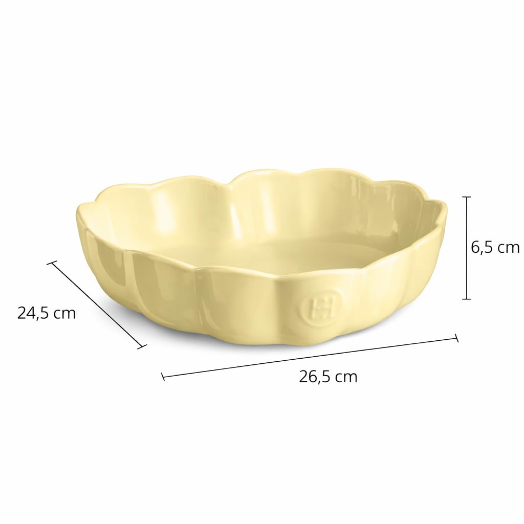 Emile Henry Moule Cœur Madeleine – Céramique Haute Résistance – Cuisson Homogène – Coloris Jaune Vanille – Fabriqué en France
