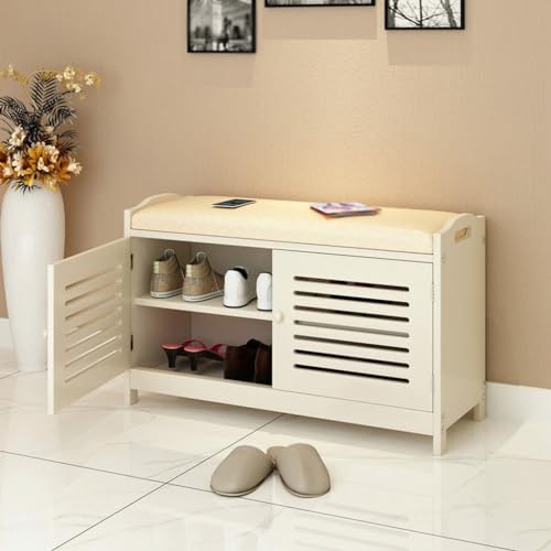 Banc à chaussures 80 cm avec rangement et siège à langer intégré pour l'entrée