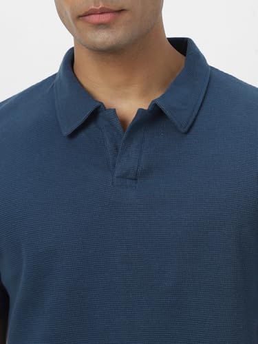 Image of Urbano Fashion Men's Textured Regular Fit Half Sleeve Cotton Polo T-Shirt