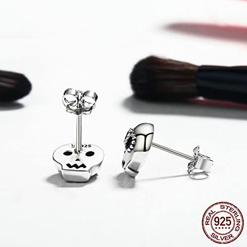 Pendiente de tuerca de calavera plata 925 mujer para joyería de fiesta de Halloween 3