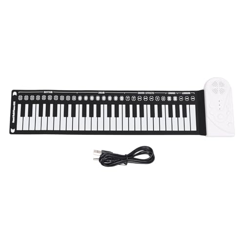 Roll Up Keyboard Piano, 49 Keys Portable Electronic Hand Roll Piano Keyboard, 16 Tones 10 Rhythms, Silicone Flexible Foldable Travel Piano Built in Speaker for Kids and Beginners