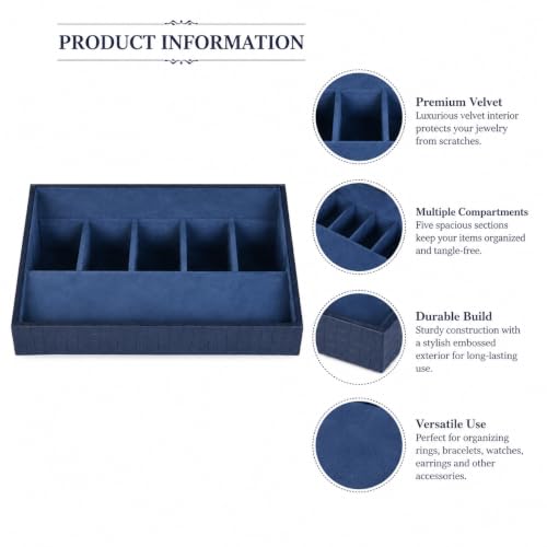 Image of La Trove 5 Slot Belt Organizer Display Tray for Drawer & Wardrobe, Blue | 5 slot tray for belts and buckles, ideal for drawer, wardrobe and closet storage with organized display in blue finish