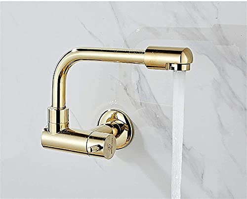 Grifo de cocina monomando de pared dorado para evitar salpicaduras con rotación 360 5