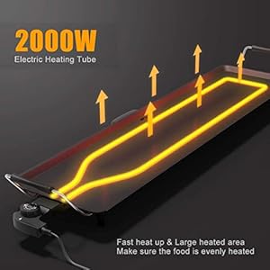 LDAILY Large Electric Teppanyaki Table Top Grill Griddle 35 Indoor Outdoor Nonstick BBQ Griddle w5 Adjustable Temperature Portable 2000W Barbecue Plate for PartyHomeCamping Cooking