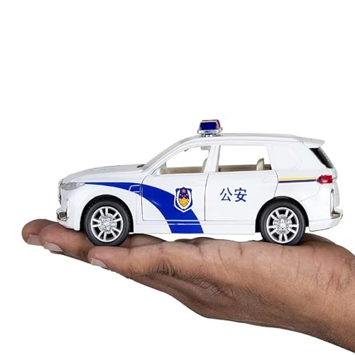 Image of Exclusive Alloy Metal Pull Back Die-cast Car Scale Model with Sound Light Mini Auto Toy for Kids Metal Model Toy Car with Sound and Light?New Version? (1.32 Scale B-M-W-X7 Police - White)