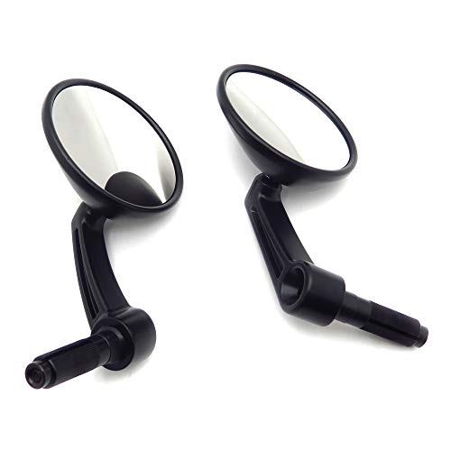 Httmt- Usmt252-030-Bk 1 Pair Of Black Aluminum Motorcycle Universal 7/8" Handle Bar End Round Side Rear View Mirrors Compatible With Most 22Mm Street Bike [See Fitment] #TOP4