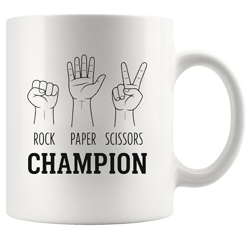 Panvola Rock Paper Scissors Champion Funny Office Gifts For Coworker Friends Family Classmates Hand Game Lover Novelty Drinkware Ceramic Mug 11 oz White
