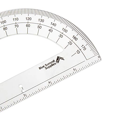 image for Blue Summit Supplies 30 Clear Plastic Protractors, 6 Inch, 180 Degrees