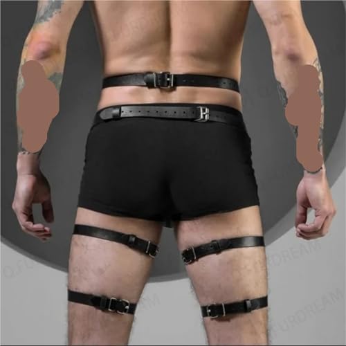 Sexy Men's Body Leg Harness Belts Pu Leather Adjustable Punk Style Belt For Cosplay Male Bondage Gay Party Fetish Costume4