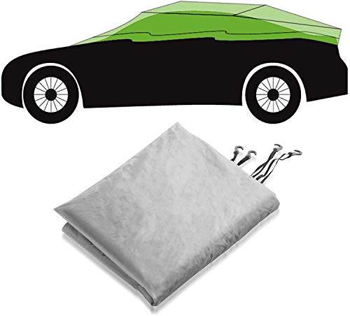 Autoabdeckung | Halbgarage für Winter & Sommer | Silber oder dunkelblau | 3 Größen wählbar | Elastische Spannbänder (Silber, 315 x 122 x 61 cm (XL))