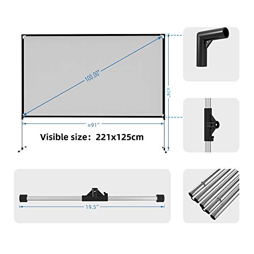 Pantalla portátil para proyector con soporte 100 pulg miniatura 4