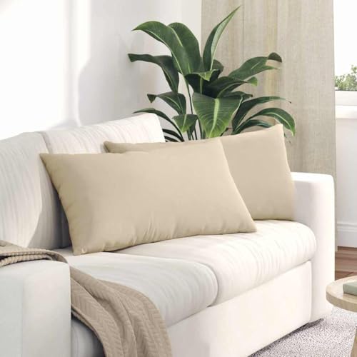 Cojines de sofá lavables color crema 80x40 cm con cremallera para interior 2