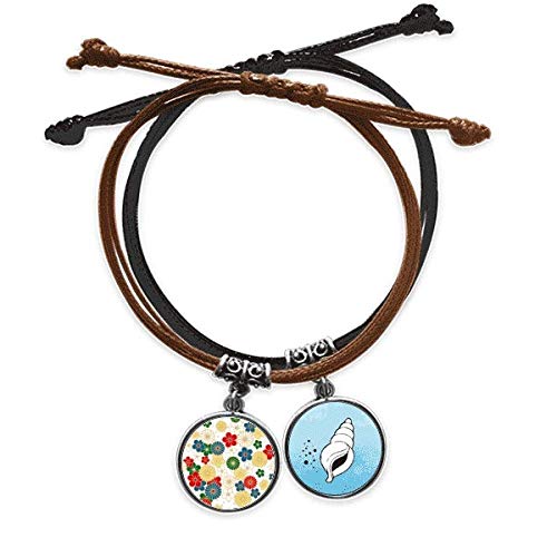 Pulsera Japón ukiyo-e artesanal con cordón trenzado y cuero cobo seleccionado