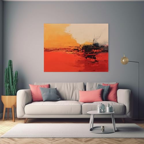 Art mural abstrait rouge 50x75cm solution idéale pour décorer un grand mur vide