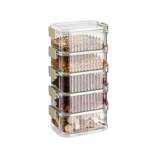 YUGSHNKFC Platzsparende stapelbare Gewürzboxen, transparent, für Küche, Lebensmittelechte Box für Gewürze, Spender in Lebensmittelqualität