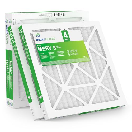 TRIGHTFILTERS 18x18x1 Air Filter 4 Pack, Durable MERV 8 Pleated Home HVAC AC Furnace Filters, Lightweight Compact Air Conditioner Filter Replacement
