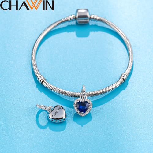 Birthstone Charms, 925 Sterling Silver Heart Dangle Charm, Sparkling CZ Compatible with Pandora Charm Bracelet, Necklace, Birthday Gifts for Women/Wife/Mother3
