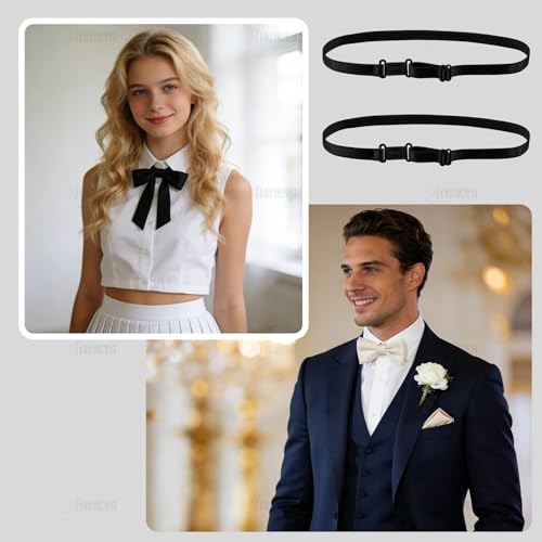 AUEAR, 10 Pack Adjustable Accessories Bow Tie Strap Hardware with Clips Black for Men