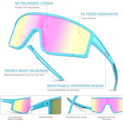 Image of Kids Polarized Sunglasses Youth Baseball Sun Glasses for Boys Girls | UV Protection,Toddler Softball Glasses, Gifts for Cycling,Running,Fishing,Hiking,Sports Stuff Beach Accessories for 3-12 Teen