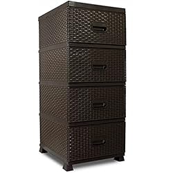 Cajones De Plastico En Mendoza Violet Comoda Cajonera Organizador 4 Cajones de Plástico Efecto Mimbre Almacenamiento (Marrón)