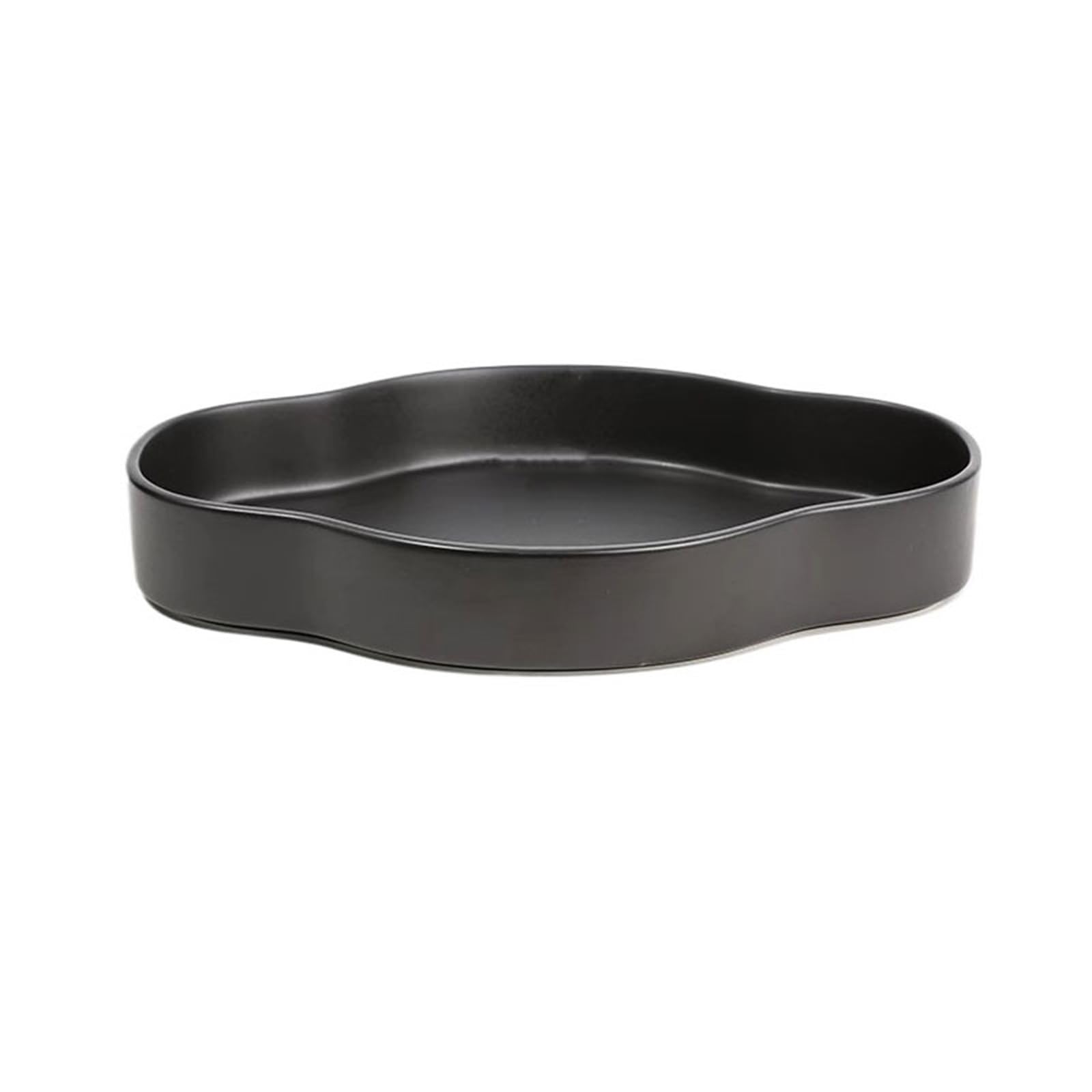 Prettiee plant dish saucer Desktop Creativity Flower Arranging Saucer Chinese Minimalist Ceramic Drip Tray (Black)