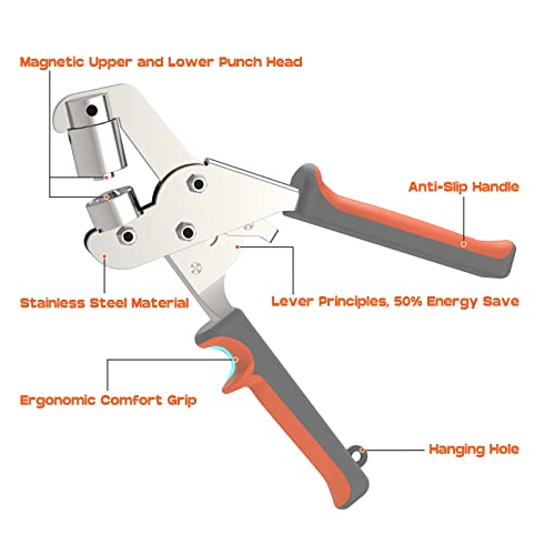 Image of Grommet Kit NEU MASTER, Grommet Tool Kit 3 /8 Inch Grommets Eyelet Plier Set with 500pcs Eyelets, Handheld Eyelet Kit Hole Punch Pliers Grommet Press Kits for Fabric Tarps Leather (10mm Grommets)
